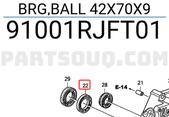 Honda 91001RJFT01 BRG,BALL 42X70X9