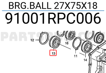Honda 91001RPC006 BRG.BALL 27X75X18
