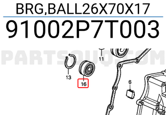 Honda 91002P7T003 BRG,BALL26X70X17