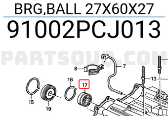 Honda 91002PCJ013 BRG,BALL 27X60X27