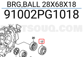 Honda 91002PG1018 BRG,BALL 28X68X18
