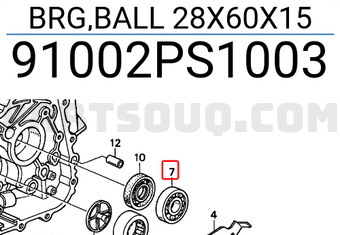 Honda 91002PS1003 BRG,BALL 28X60X15