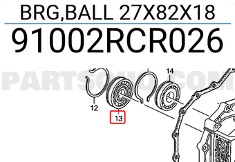Honda 91002RCR026 BRG,BALL 27X82X18