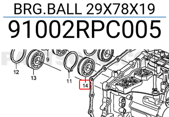 Honda 91002RPC005 BRG.BALL 29X78X19