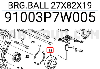 Honda 91003P7W005 BRG.BALL 27X82X19