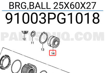 Honda 91003PG1018 BRG,BALL 25X60X27