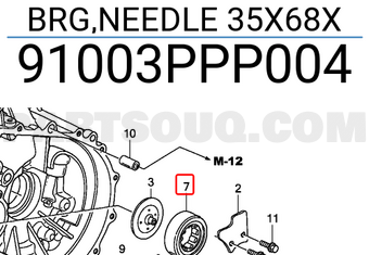 Honda 91003PPP004 BRG,NEEDLE 35X68X