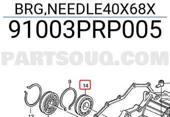 Honda 91003PRP005 BRG,NEEDLE40X68X