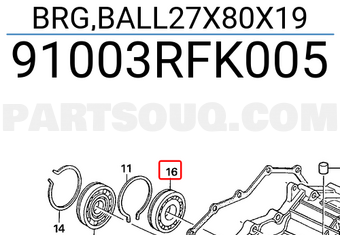 Honda 91003RFK005 BRG,BALL27X80X19