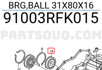 Honda 91003RFK015 BRG,BALL 31X80X16