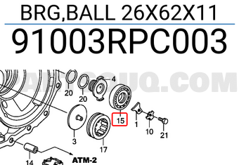 Honda 91003RPC003 BRG,BALL 26X62X11