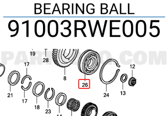 Honda 91003RWE005 BEARING BALL