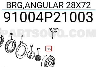 Honda 91004P21003 BRG,ANGULAR 28X72