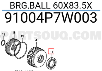 Honda 91004P7W003 BRG,BALL 60X83.5X