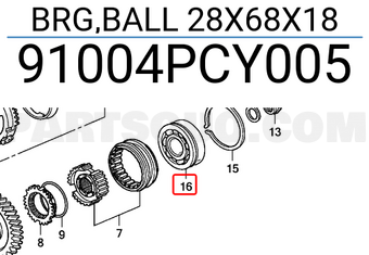 Honda 91004PCY005 BRG,BALL 28X68X18
