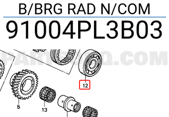 Honda 91004PL3B03 B/BRG RAD N/COM