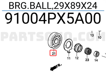 Honda 91004PX5A00 BRG.BALL,29X89X24