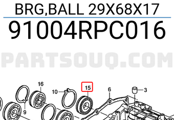 Honda 91004RPC016 BRG,BALL 29X68X17