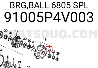 Honda 91005P4V003 BRG,BALL 6805 SPL