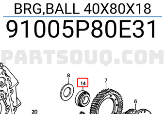 Honda 91005P80E31 BRG,BALL 40X80X18