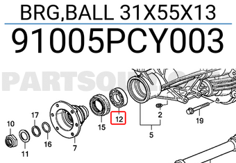 Honda 91005PCY003 BRG,BALL 31X55X13