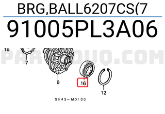 Honda 91005PL3A06 BRG,BALL6207CS(7