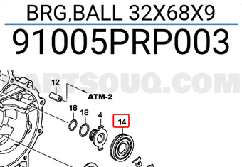 Honda 91005PRP003 BRG,BALL 32X68X9