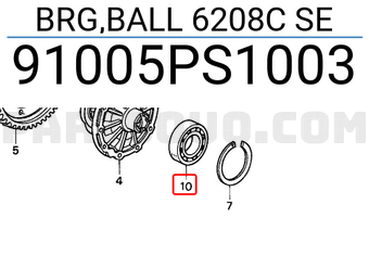 Honda 91005PS1003 BRG,BALL 6208C SE