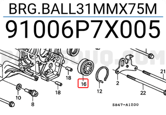 Honda 91006P7X005 BRG.BALL31MMX75M