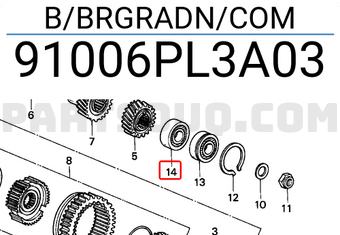 Honda 91006PL3A03 B/BRGRADN/COM