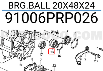 Honda 91006PRP026 BRG.BALL 20X48X24