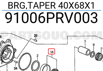 Honda 91006PRV003 BRG,TAPER 40X68X1