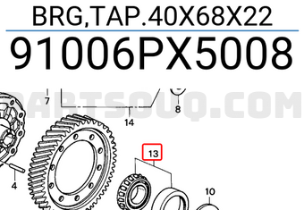 Honda 91006PX5008 BRG,TAP.40X68X22