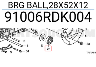 Honda 91006RDK004 BRG BALL,28X52X12