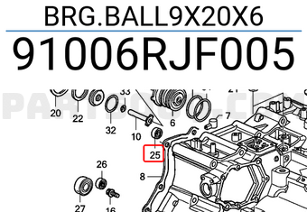 Honda 91006RJF005 BRG.BALL9X20X6