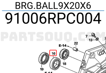 Honda 91006RPC004 BRG.BALL9X20X6