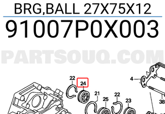 Honda 91007P0X003 BRG,BALL 27X75X12