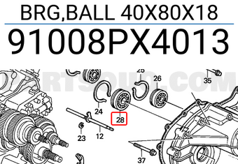 Honda 91008PX4013 BRG,BALL 40X80X18