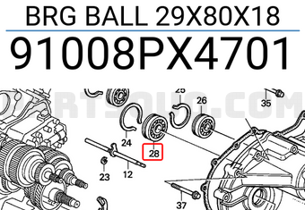Honda 91008PX4701 BRG BALL 29X80X18