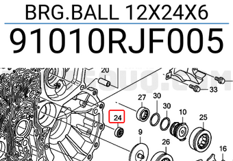 Honda 91010RJF005 BRG.BALL 12X24X6