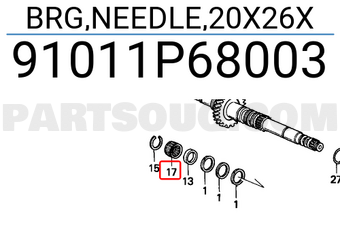 Honda 91011P68003 BRG,NEEDLE,20X26X