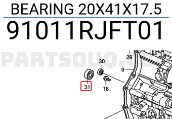 Honda 91011RJFT01 BEARING 20X41X17.5