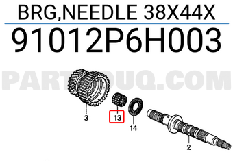 Honda 91012P6H003 BRG,NEEDLE 38X44X