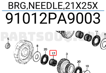 Honda 91012PA9003 BRG,NEEDLE,21X25X