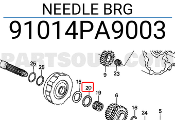 Honda 91014PA9003 NEEDLE BRG