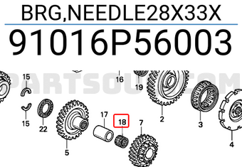 Honda 91016P56003 BRG,NEEDLE28X33X