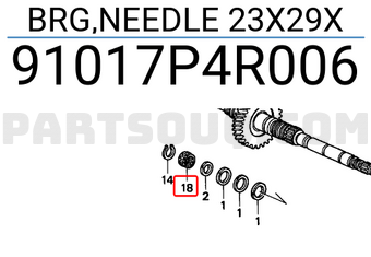 Honda 91017P4R006 BRG,NEEDLE 23X29X
