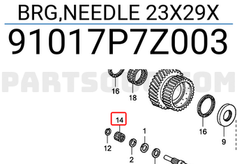 Honda 91017P7Z003 BRG,NEEDLE 23X29X