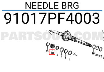 Honda 91017PF4003 NEEDLE BRG