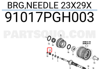 Honda 91017PGH003 BRG,NEEDLE 23X29X